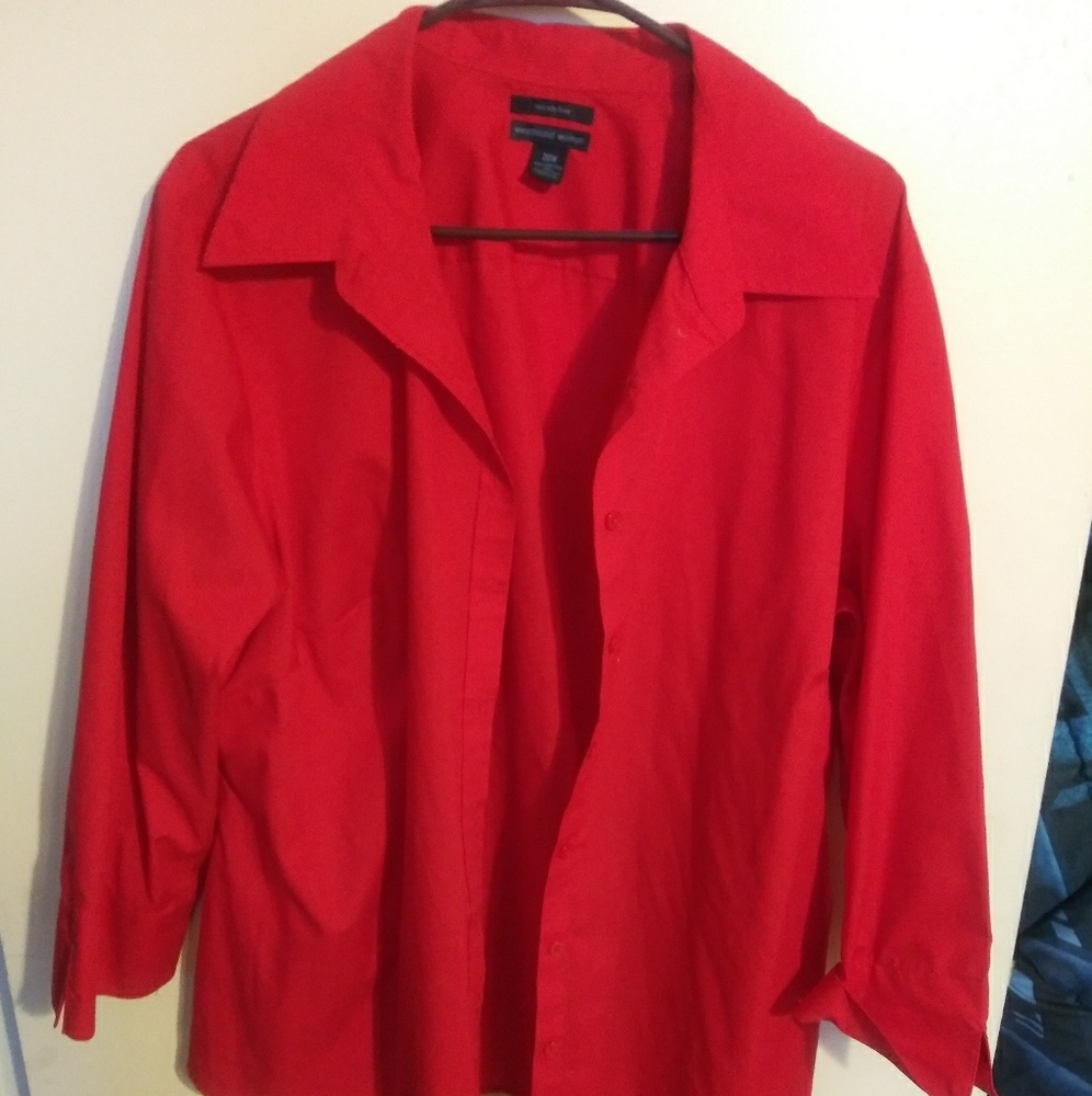 Red button down shirt